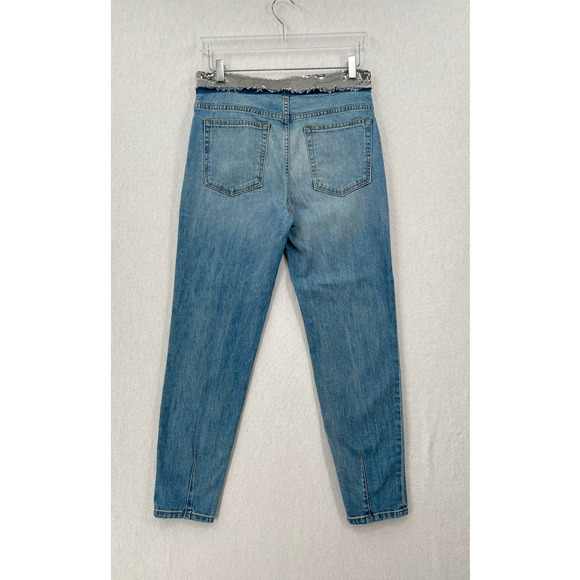 IRO Jeans Womens 28 Blue Silver Jones Sequin Embellished Mid Rise Slim Leg Denim - Picture 4 of 15